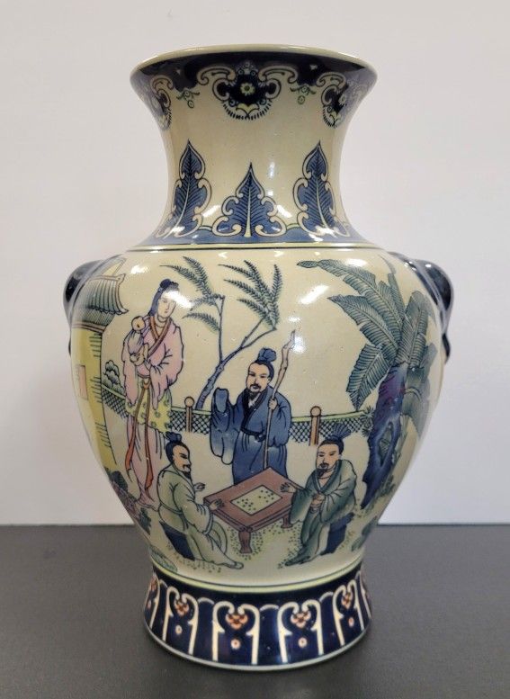 Chinese White & Blue Decorated Porcelain Vase 12" Tall - Possibly Vintage
