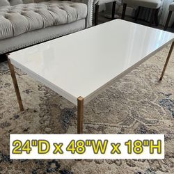 White And Gold Base Coffee Table 