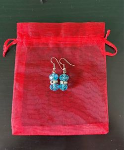 Blue gemstone and diamond earrings