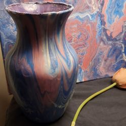 Acrylic painting and matching Vases