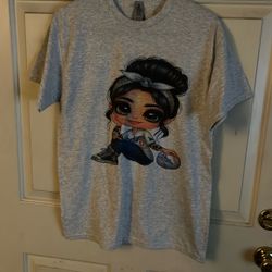 Gildan Light Gray Girl Dodgers Unisex T-shirt M