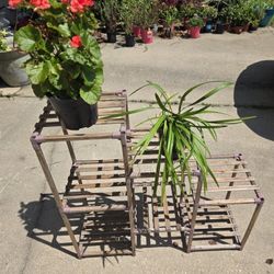 Vintage Wood Tiered Plant Stand