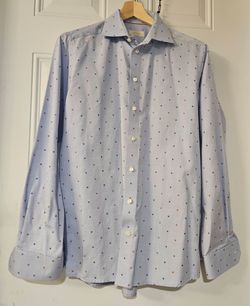 Eton of Sweden Contemporary Fit Dress Shirt Blue Micro Pattern 42 16.5 L