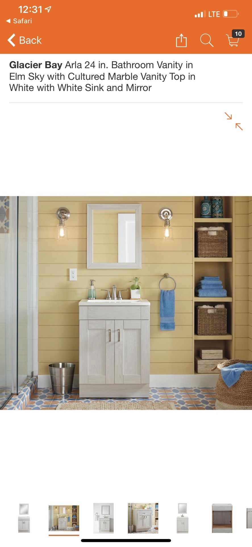 Glacier Bay Arla 24 in. Bathroom Vanity in Elm Sky with Cultured Marble Vanity Top in White with White Sink and Mirror