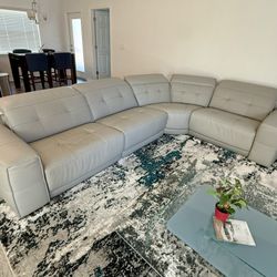 Leather Dual Power Reclining Sectional Sofa
