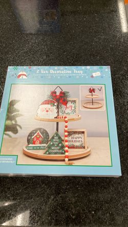 2 Tier Christmas Decorative Tray