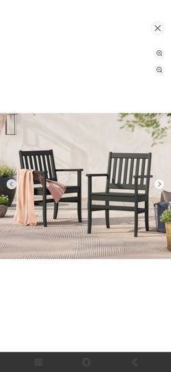 Black Outdoor Patio Arm Chairs Set of 2