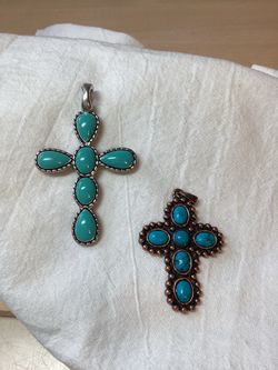 Beautiful Large Reversible Cross Pendant with Smaller Copper Tone Cross Pendant