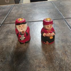 Santa Mrs Claus Candle Holders