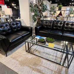 Black Sofa and Loveseat Moira Upholstered Tufted 