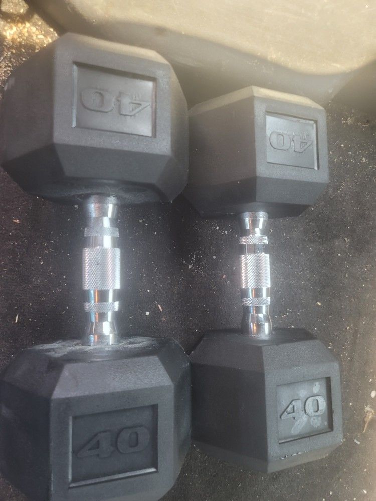 2 (Brand New) 40 Lbs / Pound Rubberized Dumbbells