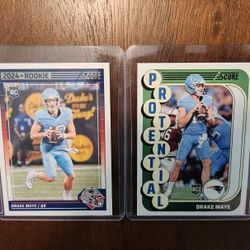 SCORE DRAKE MAYE ROOKIE CARDS, NEW ENGLAND PATRIOTS,  NORTH CAROLINA 