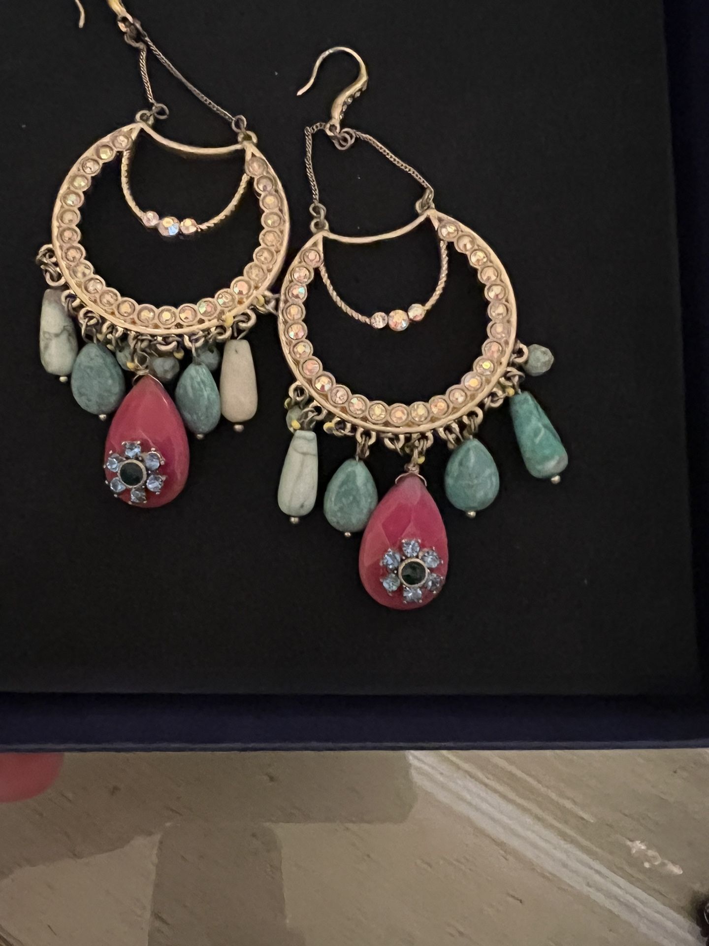 Beautiful Designer Bead Fringe TearDrop Dimple Earrings /