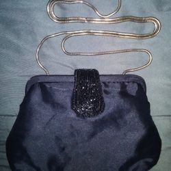 Vintage Black Beaded Closure Clutch Bag Handbag Purse