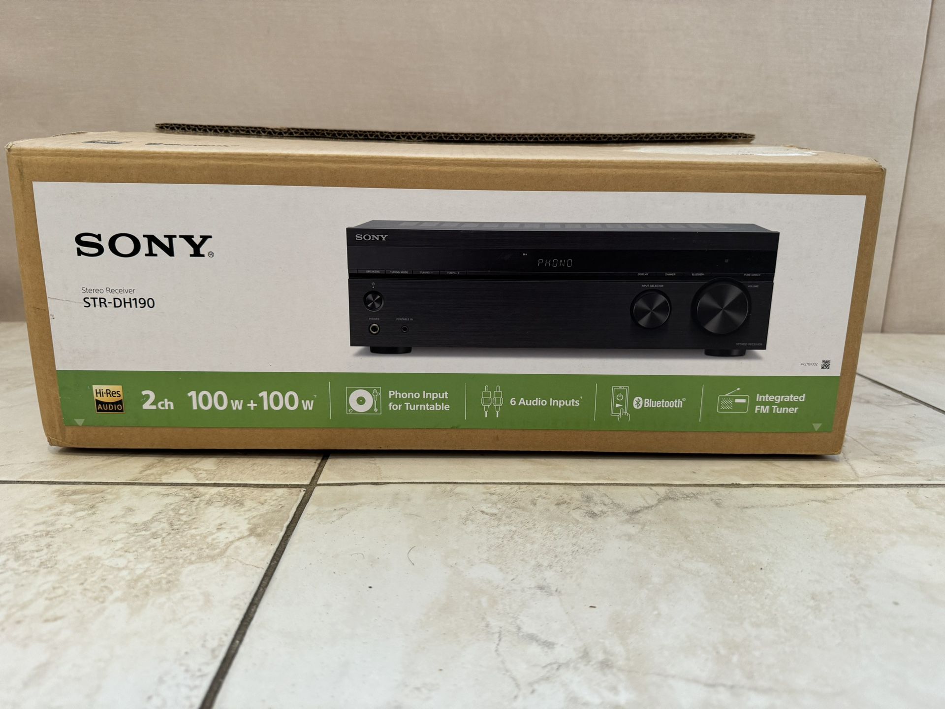 Sony - STRDH190-2-Ch. Stereo Receiver with Bluetooth & Phono Input for Turntables - Black