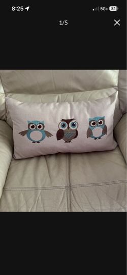 Decorative Owl Embroidered Lumbar Pillow