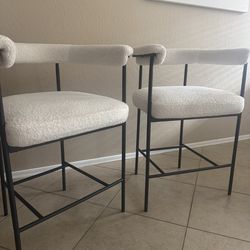 Set of Bouclé Bar Stools