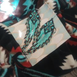 NATIVE AMERICAN HAND BEADED EARINGS