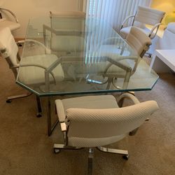 1980’s Glass and Chrome Dining Room Set