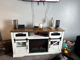 Farmhouse tv stand electric fireplace