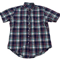 Ralph Lauren Button Up Men’s M Red Green Plaid Multicolor Red Pony Preppy Shirt