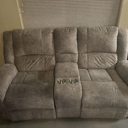 Tan 2-seat electric recliner