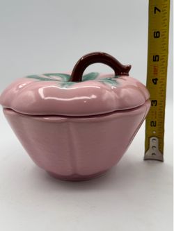 Vintage Belmar California Pottery 310 Pink Strawberry Candy Dish Cookie Jar 1950