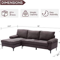 L Sectional Sofa Sillon Couch 