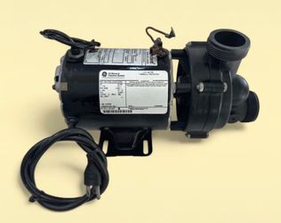 American Standard jetted tub motor-pump featuring a GE motor with 115v, 3450rpm, 9.9 Amps, 1.5 HP motor.