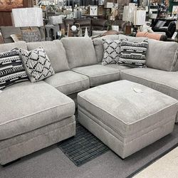 Ashley Calnita  Sectional Sofa Couch Ottoman Options  