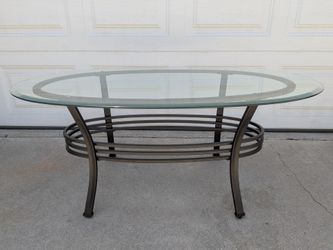 Oval glass coffee table