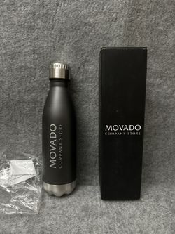 Movado Stainless Steel Water Bottle Black/silver 17oz/500ml NIB