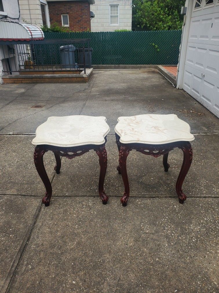 2 Marbletop End Tables 