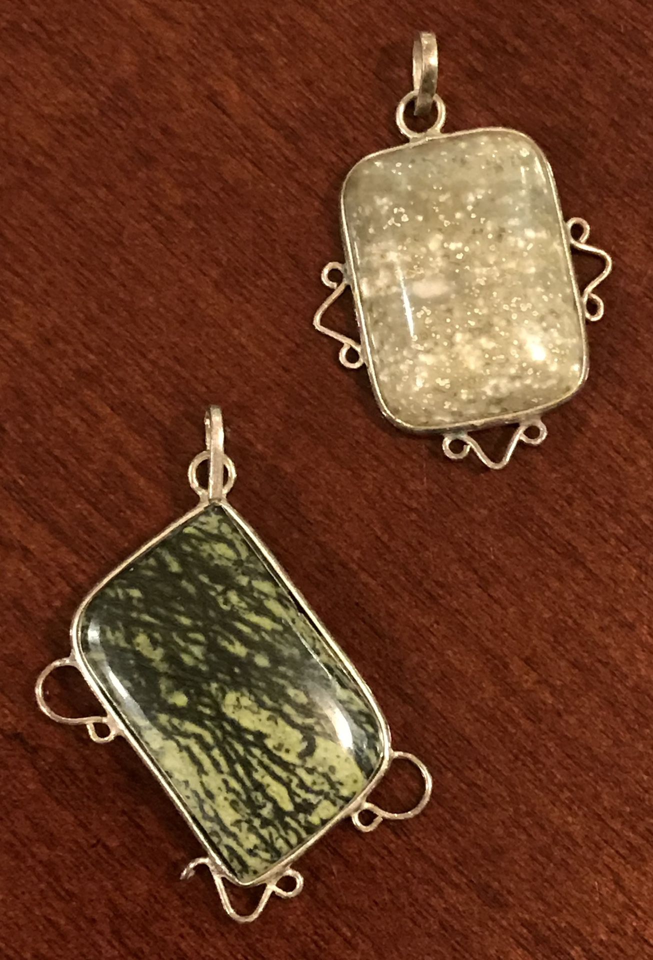 New Set Of Natural Stone And Silver Pendants 