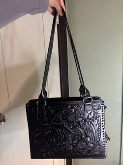 Authentic Mexican Leather Hand-Tooled Hand Bag