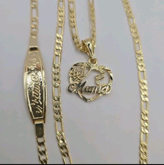 #1 MAMA beautiful Set Chain With TE AMO Bracelet Gold-plated