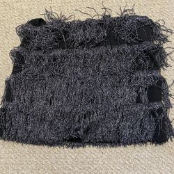Fringe Black And Silver Mini Skirt 