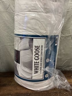Hotel brand, white goose, feather, and down comforter queen