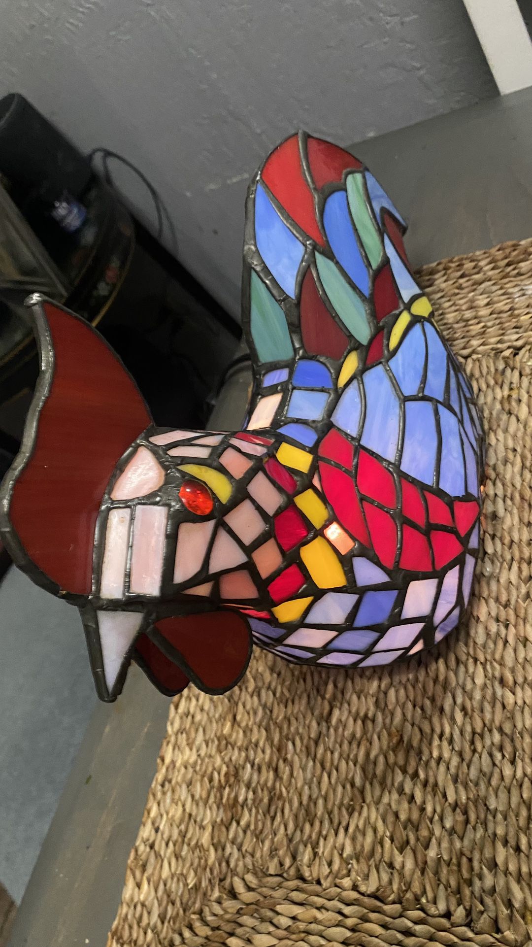 Rooster Stained Glass Lamp Night Light Tiffany Style Country Vibrant Chicken