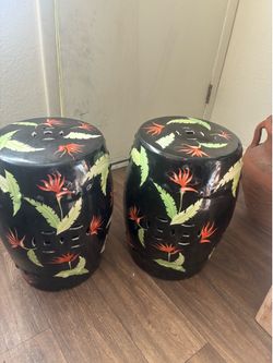 Vintage??? Chinese Porcelain Garden Stools (2) Side Tables