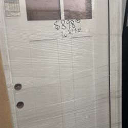 Exterior Door White 36x80 Fiberglass Right In Swing 