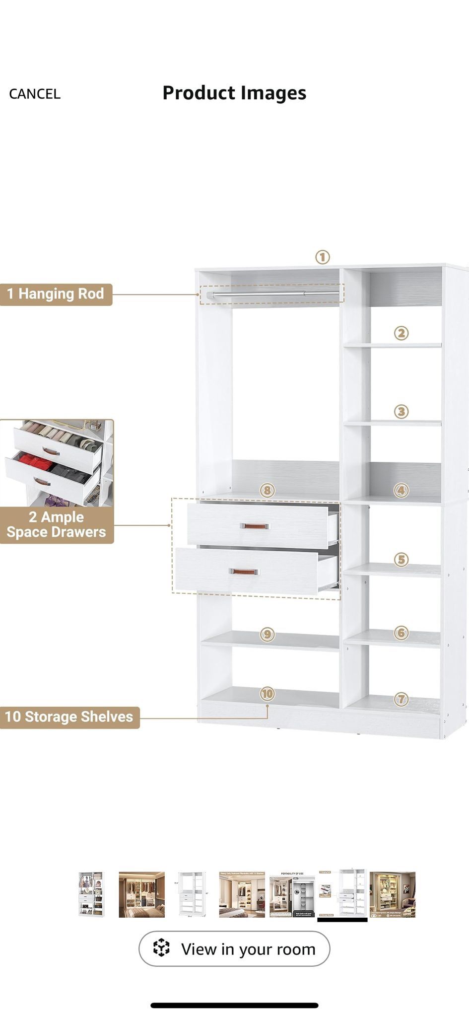 Wardrobe Standalone White