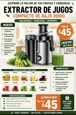Extractor De Jugos, y Verduras, Compacto De Bajo Ruido