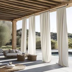 Curtain Rods for Windows 144 to 168, 1 Inch Industrial Wrap Around Black Curtain Rod, Indoor/Outdoor Room Divider Adjustable Drapery Pole, 144"-168"