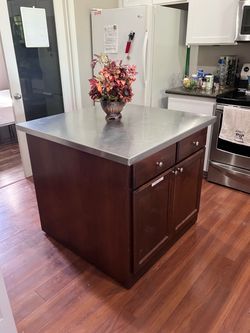 Stainless steel/wood island
