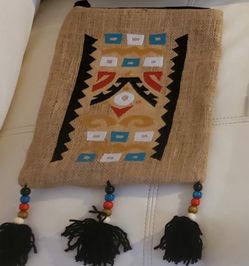 Bold Aztec-Inspired Black Tassels Handmade Boho Hand Bag