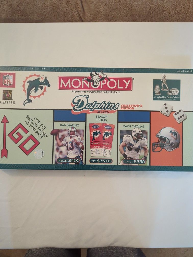 Unopened Miami Dolphins Collector's Edition Monopoly Game