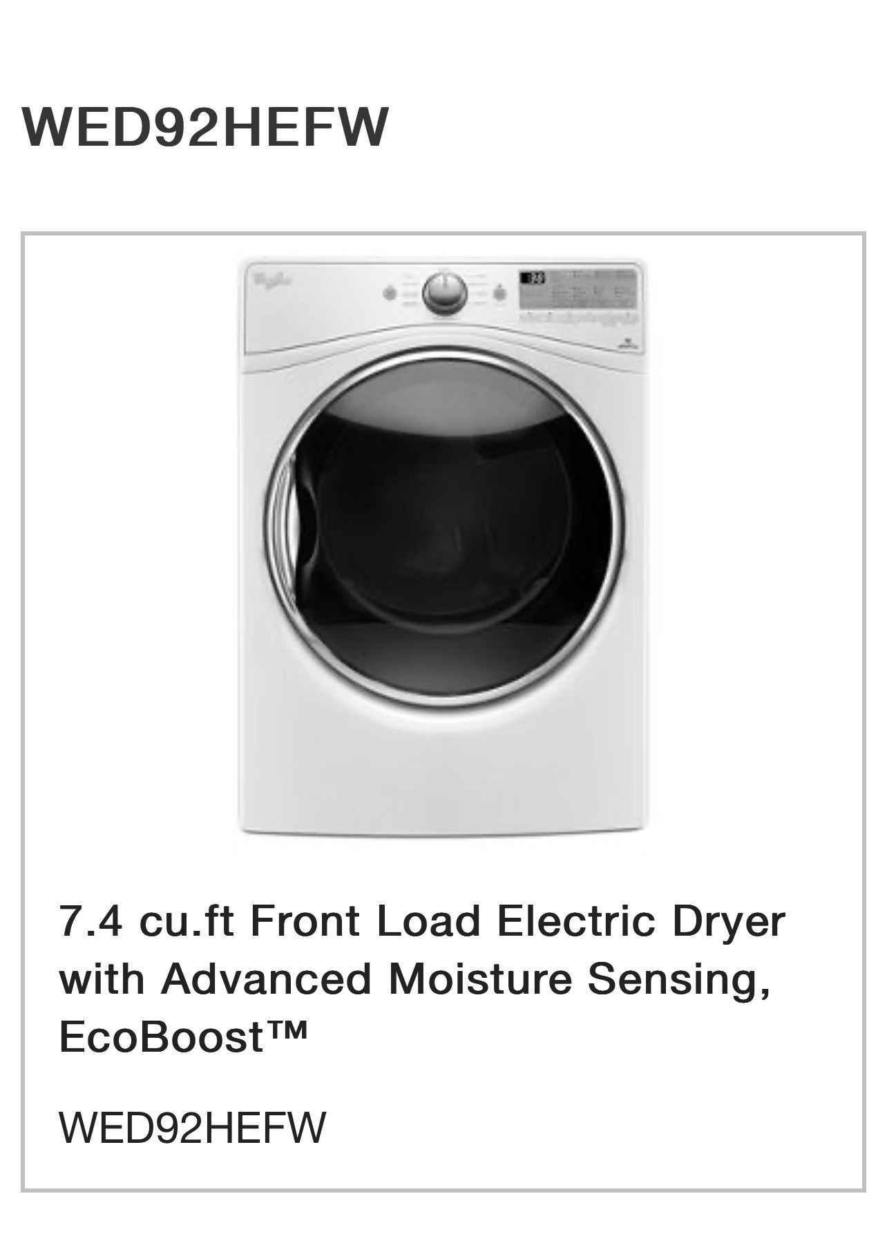 Whirlpool Electric Dryer