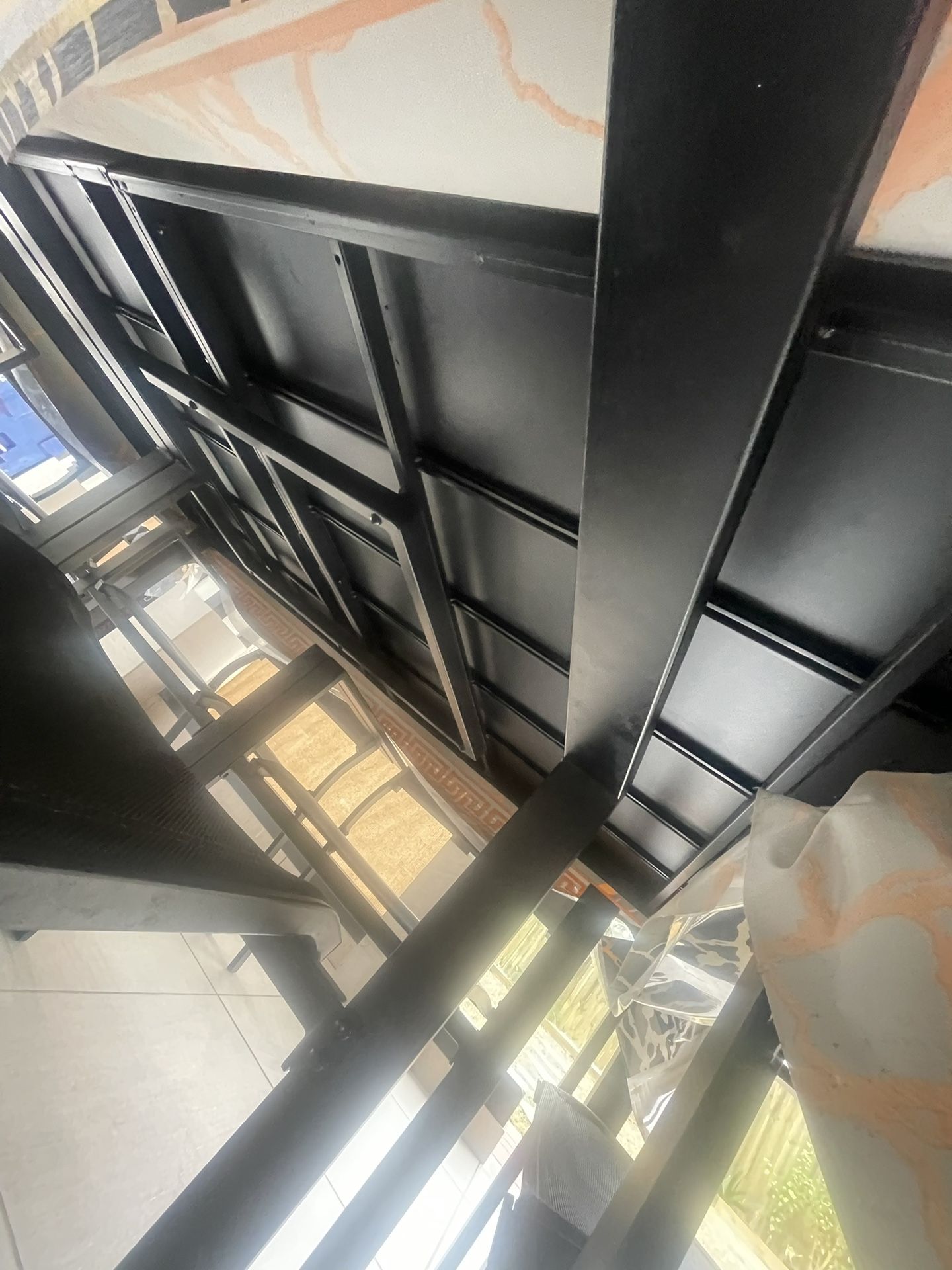 All black metal table