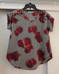 Floral Blouse with Stripes